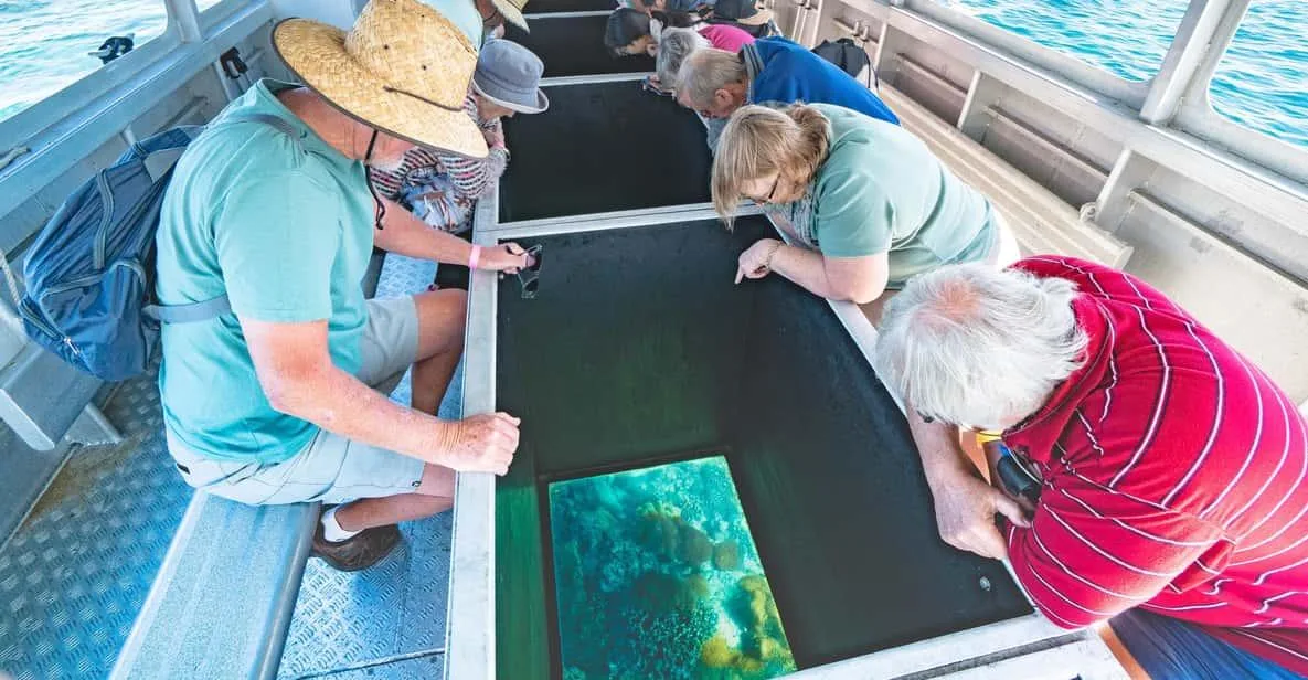 Elderly travellers enjoying a relaxing glass-bottom boat tour